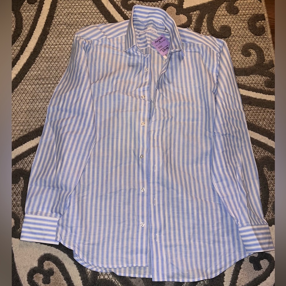 Striped Bertigo button down dress shirt.